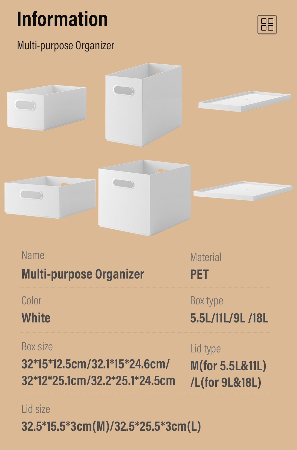PET Multi-purpose Organizer Cosmetic Storage Box-8